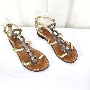 Emanuela Caruso Capri leather metal rhinestone ankle strap sandal size 38